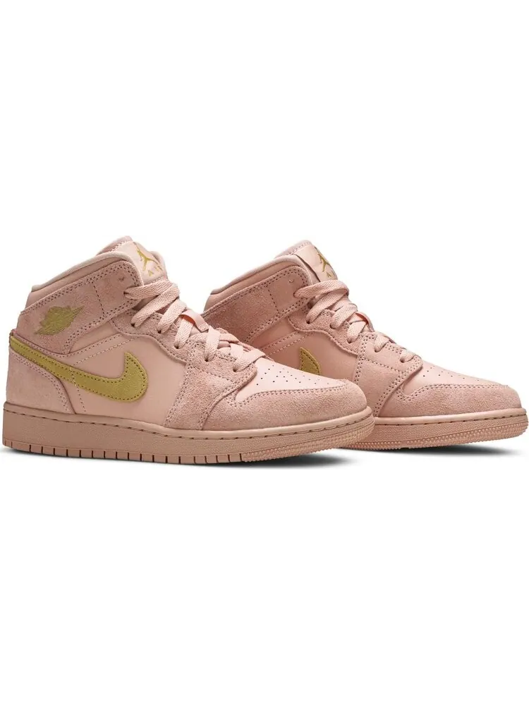 Кроссовки Air Jordan 1 Mid SE GS Coral Stardust — изображение 8 из 8, розовый
