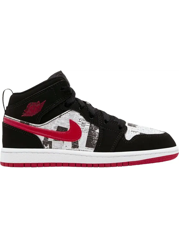Кроссовки Air Jordan 1 Mid SE PS Newspaper Air Times — изображение 1 из 1, черный