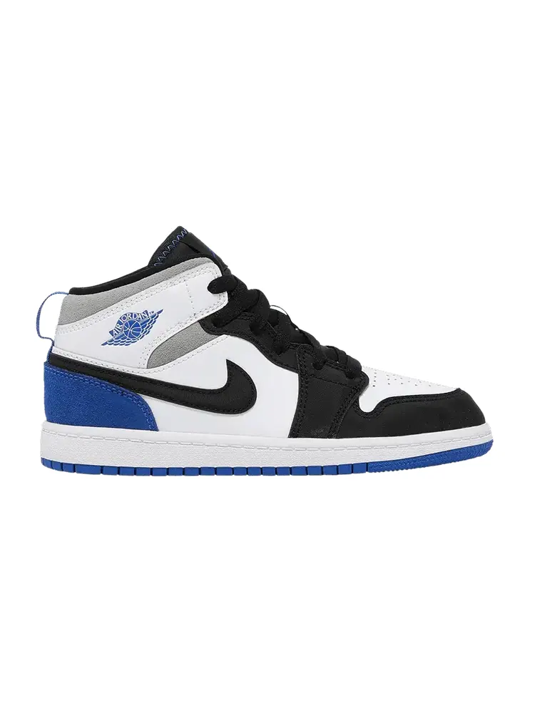 Кроссовки Air Jordan Air Jordan 1 Mid SE PS 'Royal Black Toe' — изображение 1 из 9, белый/черный/светлый