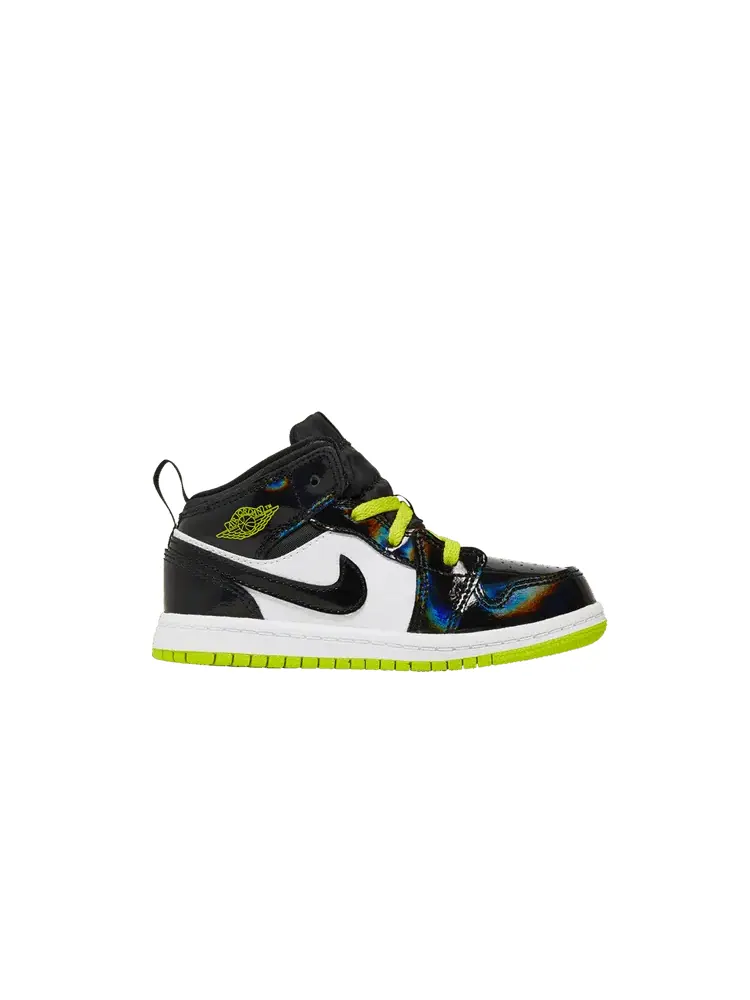 Кроссовки Air Jordan Air Jordan 1 Mid TD 'Black Cyber' — изображение 1 из 9, черный//белый/зеленый
