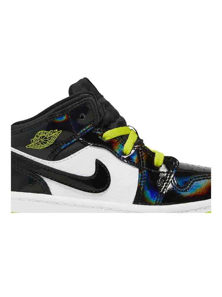 Кроссовки Air Jordan Air Jordan 1 Mid TD 'Black Cyber' — изображение 3 из 9, черный//белый/зеленый