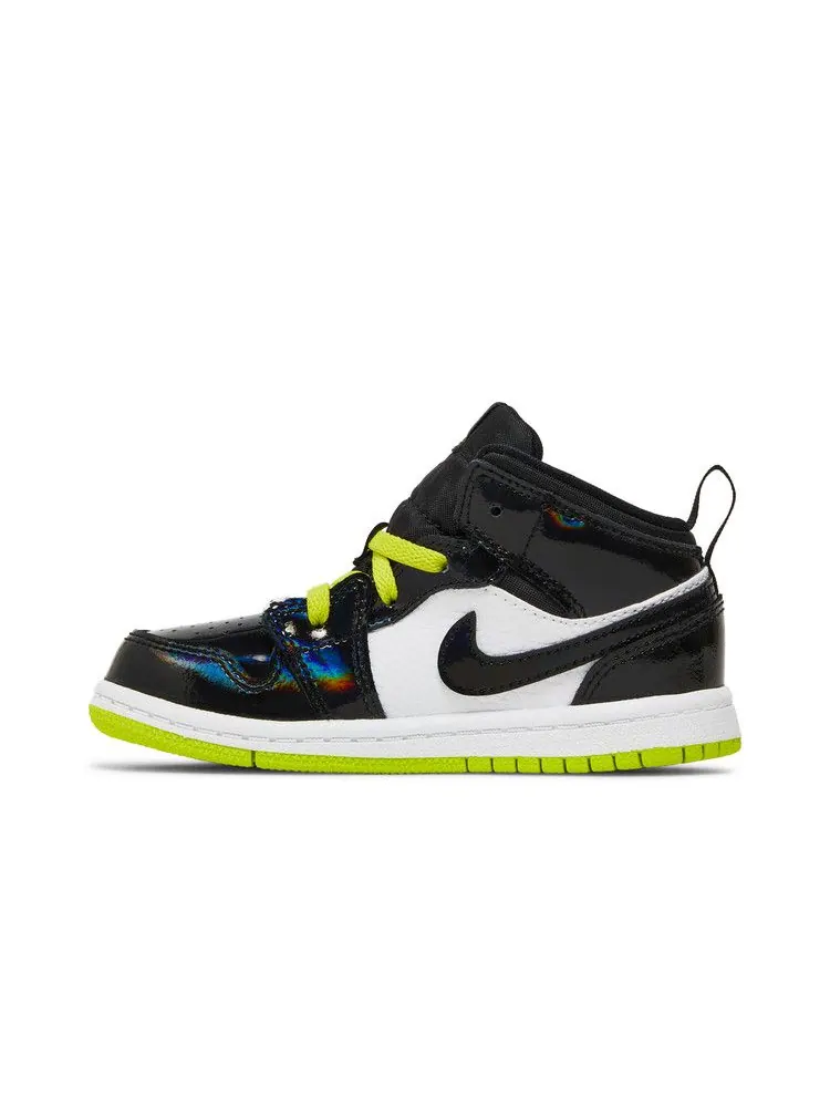 Кроссовки Air Jordan Air Jordan 1 Mid TD 'Black Cyber' — изображение 4 из 9, черный//белый/зеленый