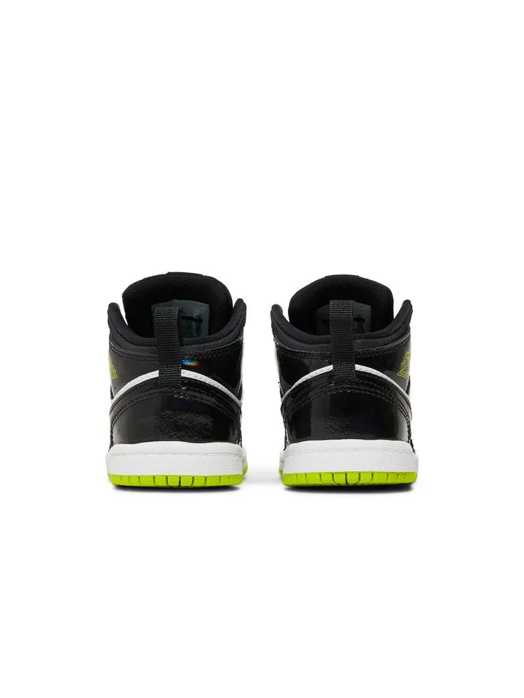 Кроссовки Air Jordan Air Jordan 1 Mid TD 'Black Cyber' — изображение 7 из 9, черный//белый/зеленый