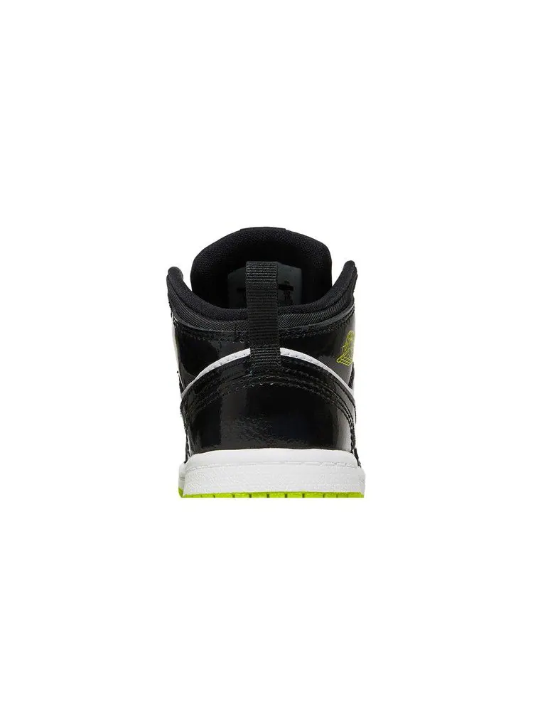 Кроссовки Air Jordan Air Jordan 1 Mid TD 'Black Cyber' — изображение 8 из 9, черный//белый/зеленый