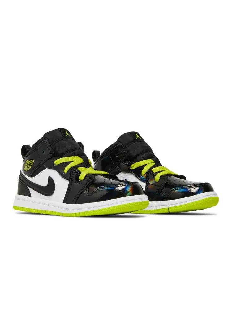 Кроссовки Air Jordan Air Jordan 1 Mid TD 'Black Cyber' — изображение 9 из 9, черный//белый/зеленый