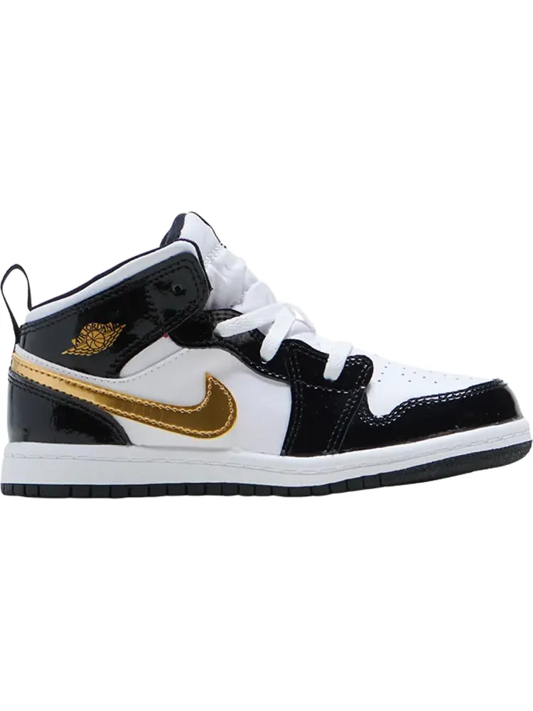 Кроссовки Air Jordan 1 Mid Patent TD Black Gold — изображение 1 из 1, черный