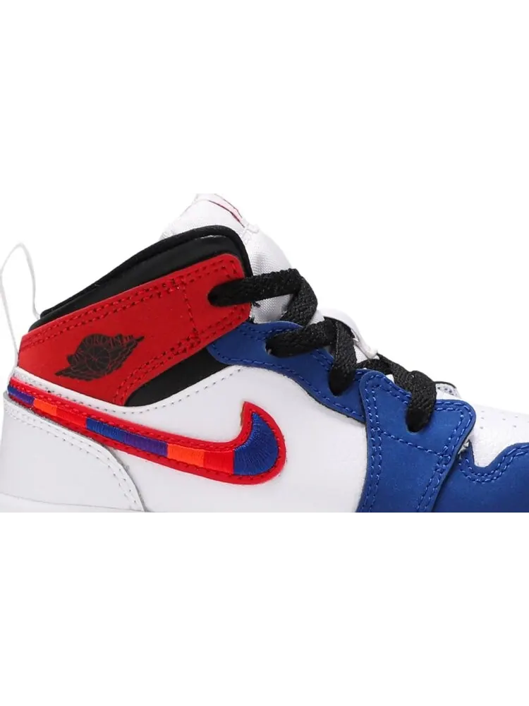 Кроссовки Air Jordan 1 Mid SE TD Multicolored Swoosh — изображение 2 из 8, белый