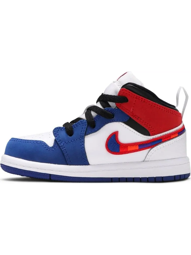 Кроссовки Air Jordan 1 Mid SE TD Multicolored Swoosh — изображение 3 из 8, белый