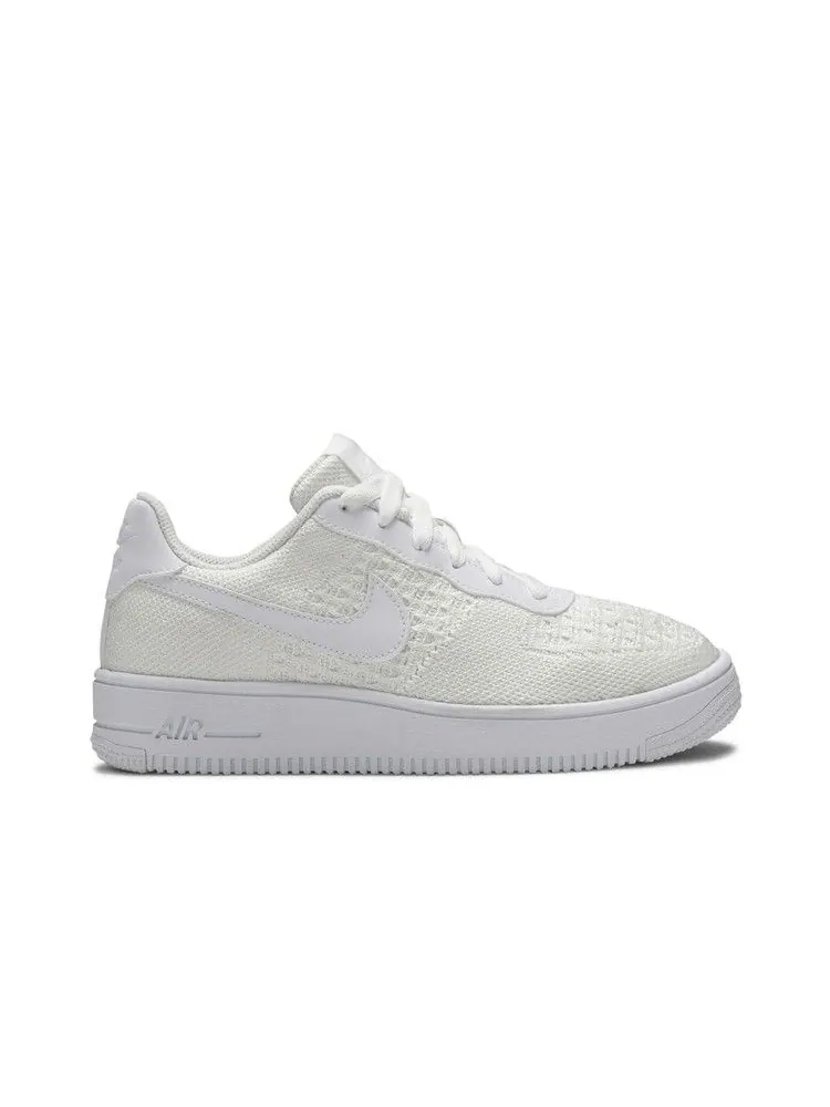 Кроссовки Nike Air Force 1 Flyknit 2.0 GS 'Triple White' — изображение 2 из 9, белый/белый/белый