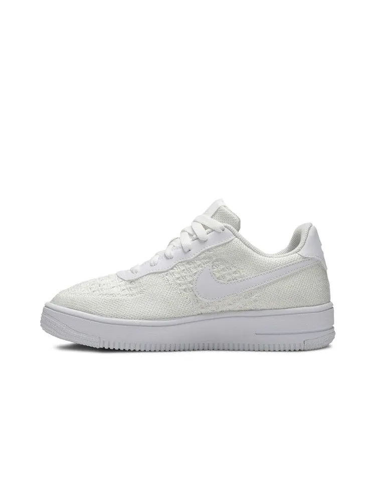 Кроссовки Nike Air Force 1 Flyknit 2.0 GS 'Triple White' — изображение 4 из 9, белый/белый/белый