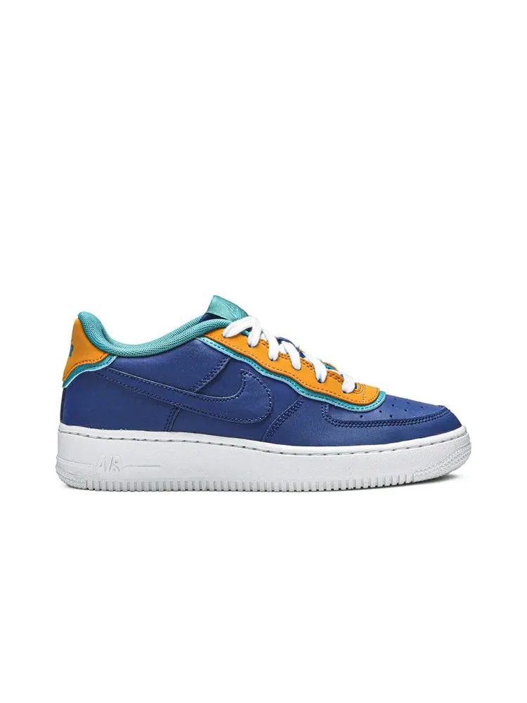 Кроссовки Nike Air Force 1 Low LV8 GS 'Double Layered - Indigo Force' — изображение 2 из 9, индиго/золотистый