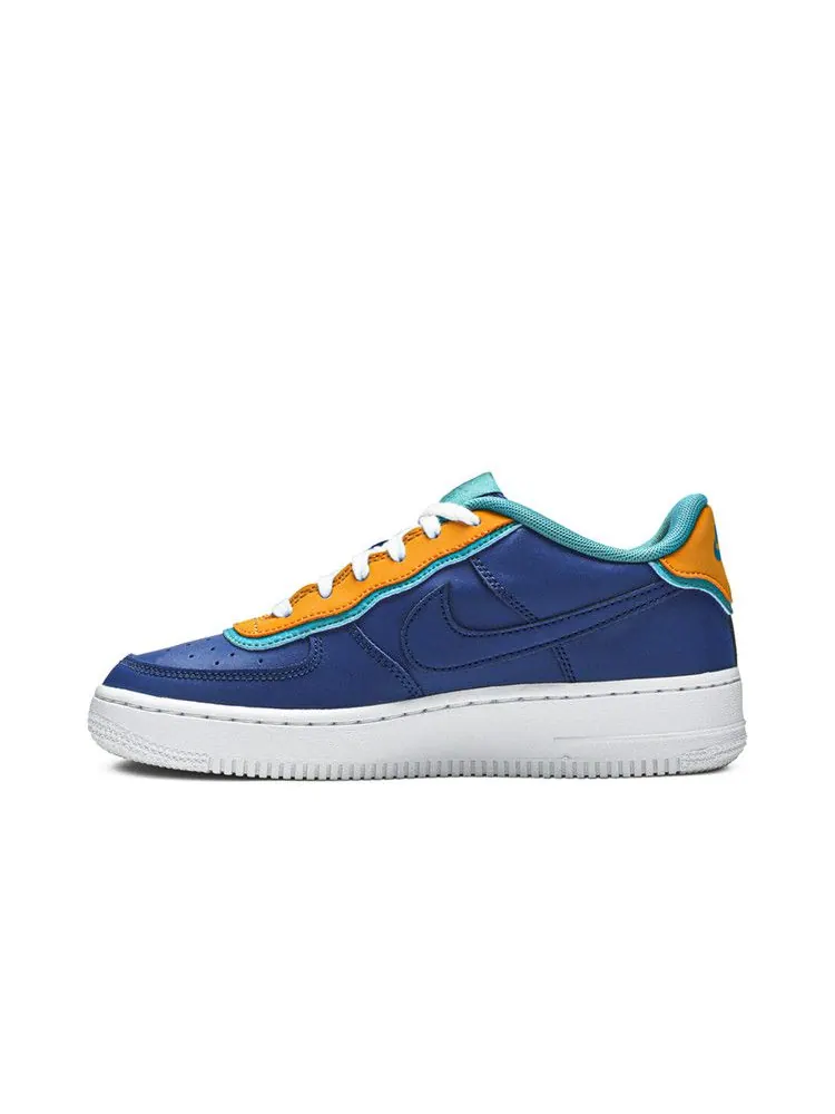 Кроссовки Nike Air Force 1 Low LV8 GS 'Double Layered - Indigo Force' — изображение 4 из 9, индиго/золотистый