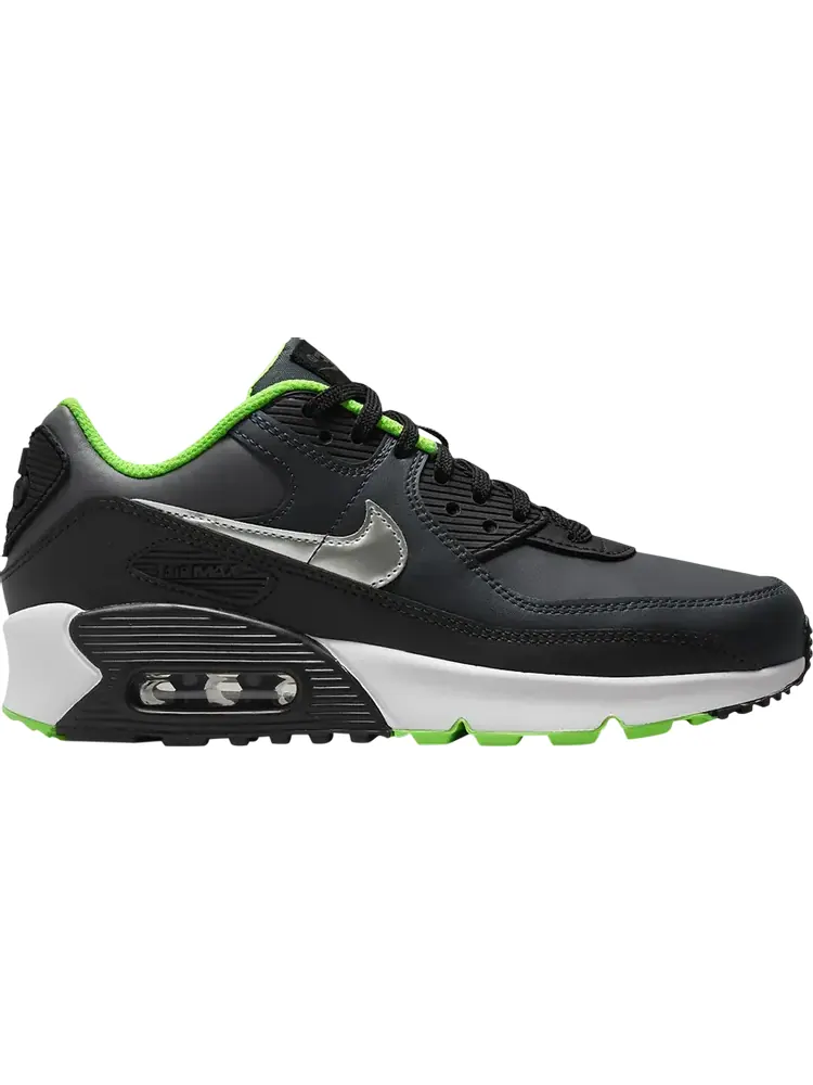 Кроссовки Nike Air Max 90 Leather GS 'Black Dark Smoke Grey' — изображение 1 из 1, черный
