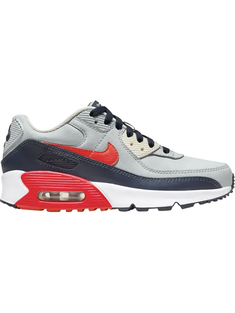 Кроссовки Air Max 90 Leather GS 'Light Smoke Bright Crimson' — изображение 1 из 1, серый