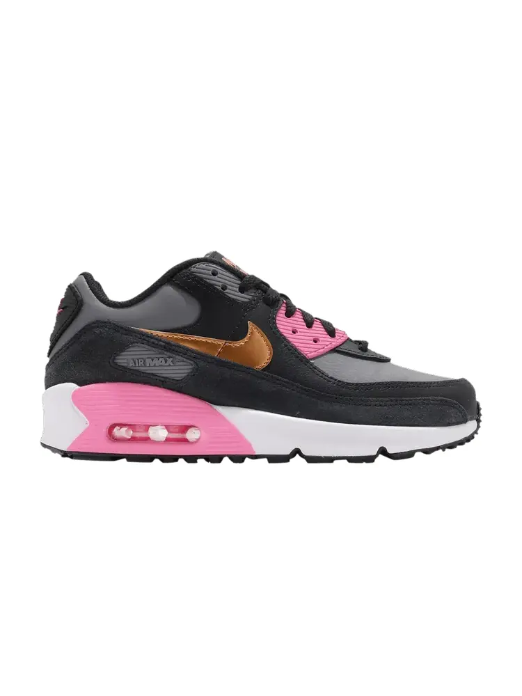 Кроссовки Nike Air Max 90 Leather GS 'Grey Copper Pink' — изображение 1 из 1, серый/металлик/черный