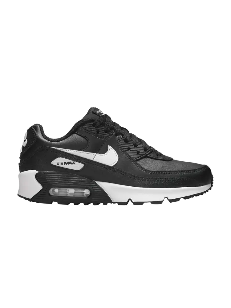 Кроссовки Nike Air Max 90 Leather GS 'Black White' — изображение 1 из 1, черный/черный/белый