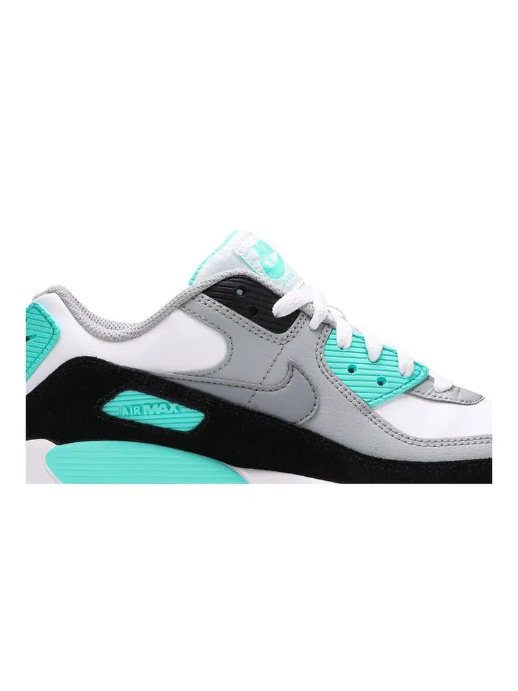 Кроссовки Nike Air Max 90 Leather GS 'Hyper Turquoise' — изображение 3 из 9, белый/серый//черный