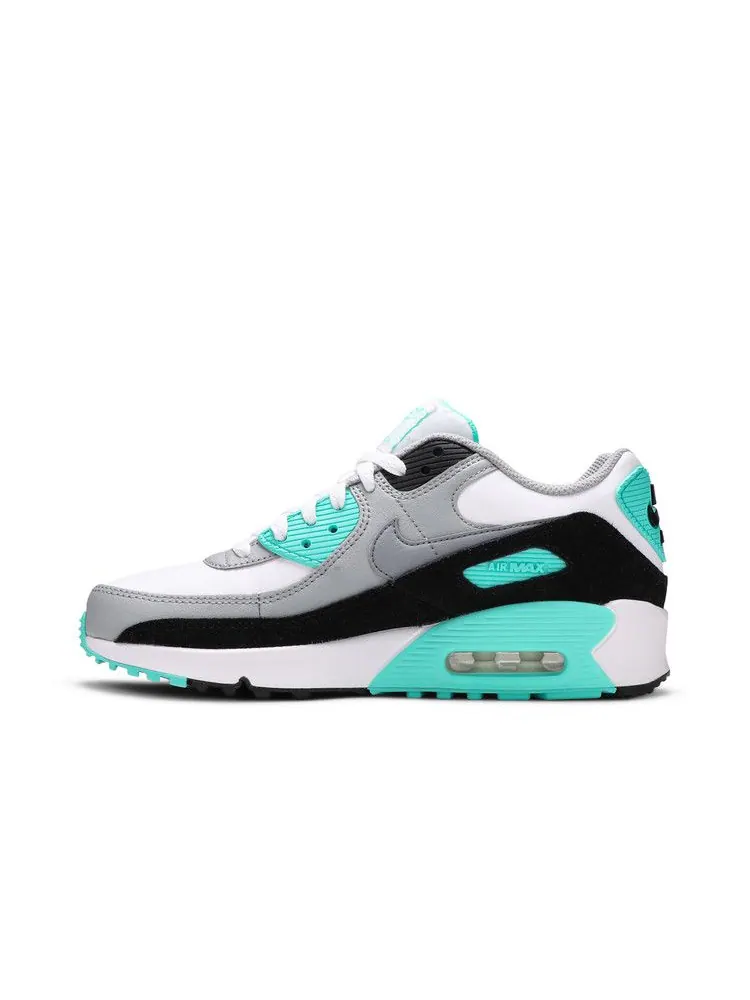 Кроссовки Nike Air Max 90 Leather GS 'Hyper Turquoise' — изображение 4 из 9, белый/серый//черный