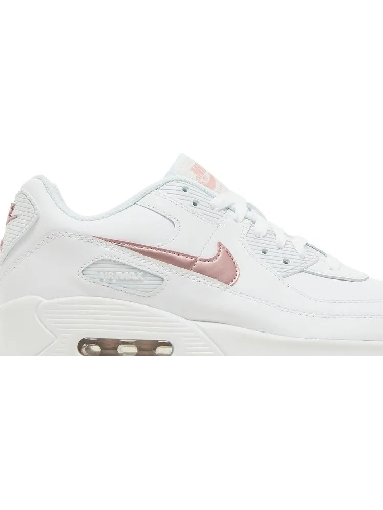 Кроссовки Nike Air Max 90 Leather GS 'White Pink Glaze' — изображение 2 из 8, белый
