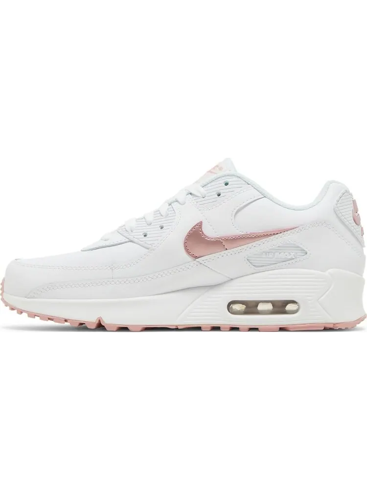 Кроссовки Nike Air Max 90 Leather GS 'White Pink Glaze' — изображение 3 из 8, белый