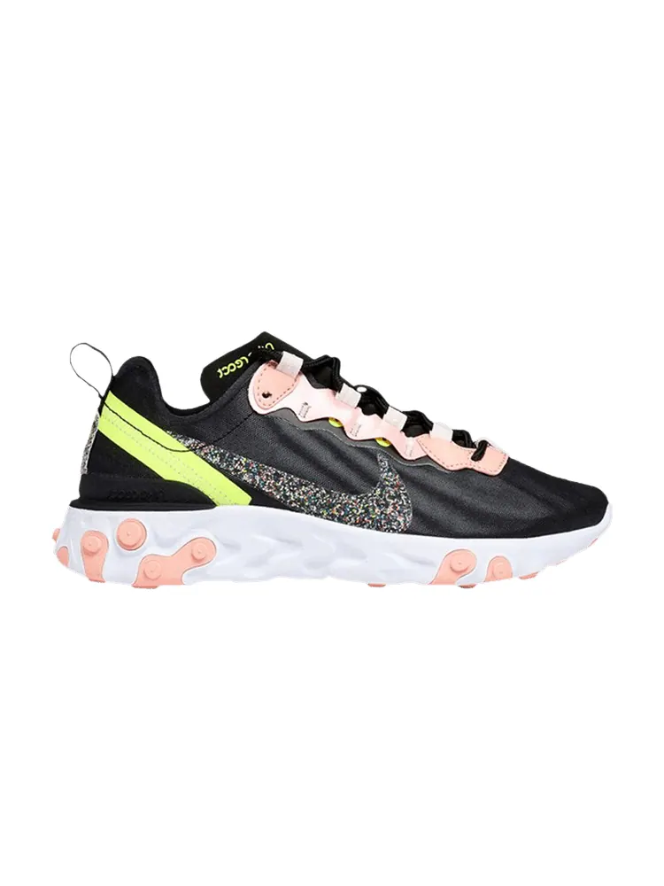 Кроссовки Nike Wmns React Element 55 Premium 'Black Coral Stardust' — изображение 1 из 1, черный