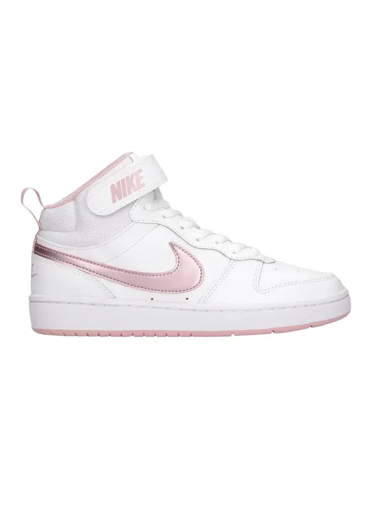 Кроссовки Nike Court Borough Mid 2 GS 'White Pink Glaze' — изображение 1 из 1, белый/розовый