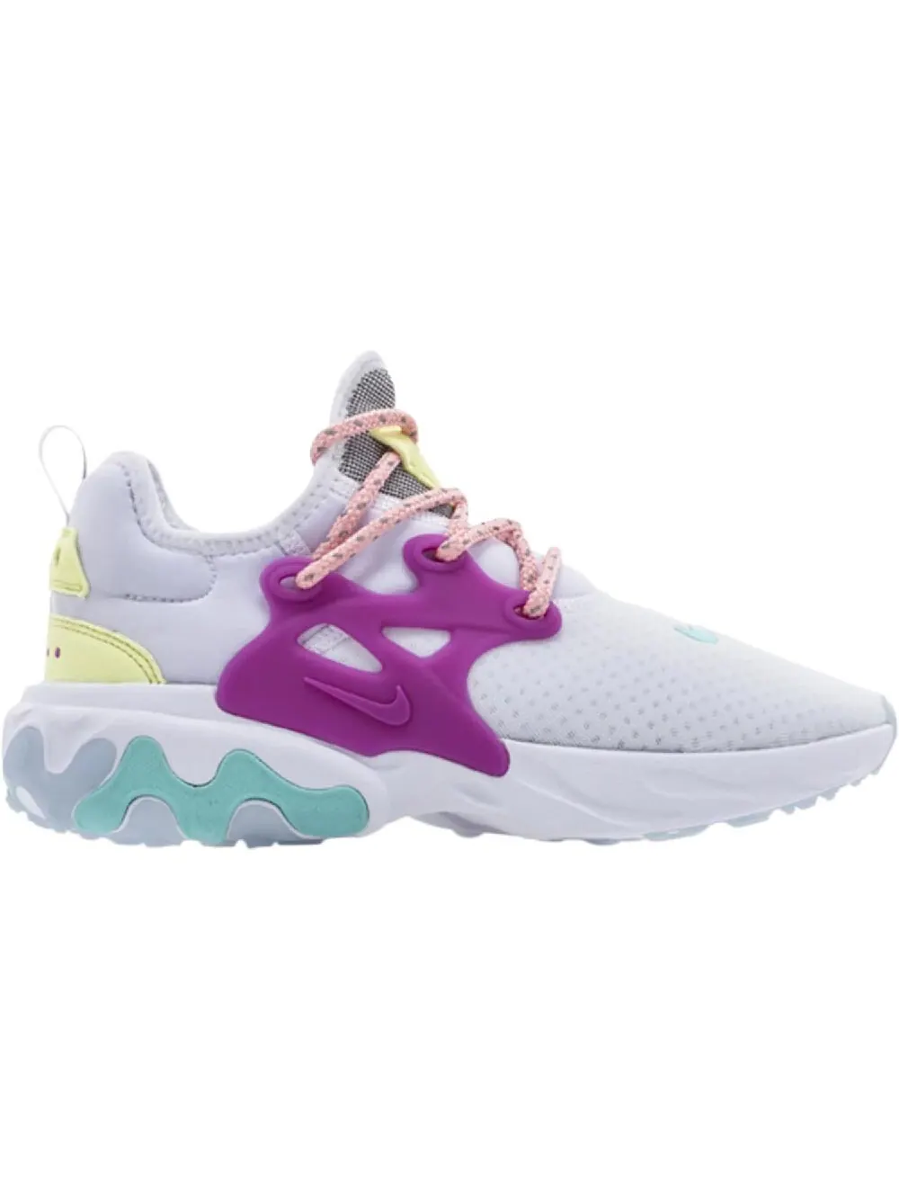 Кроссовки Nike Wmns React Presto White Hyper Violet — изображение 1 из 1, фиолетовый/белый/желтый