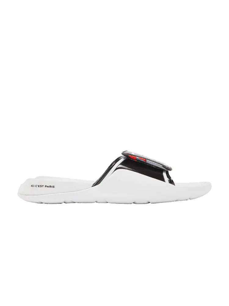 Сандалии Air Jordan Paris Saint-Germain x Jordan Hydro Slide 7 V2 'White Black' — изображение 1 из 9, белый/черный