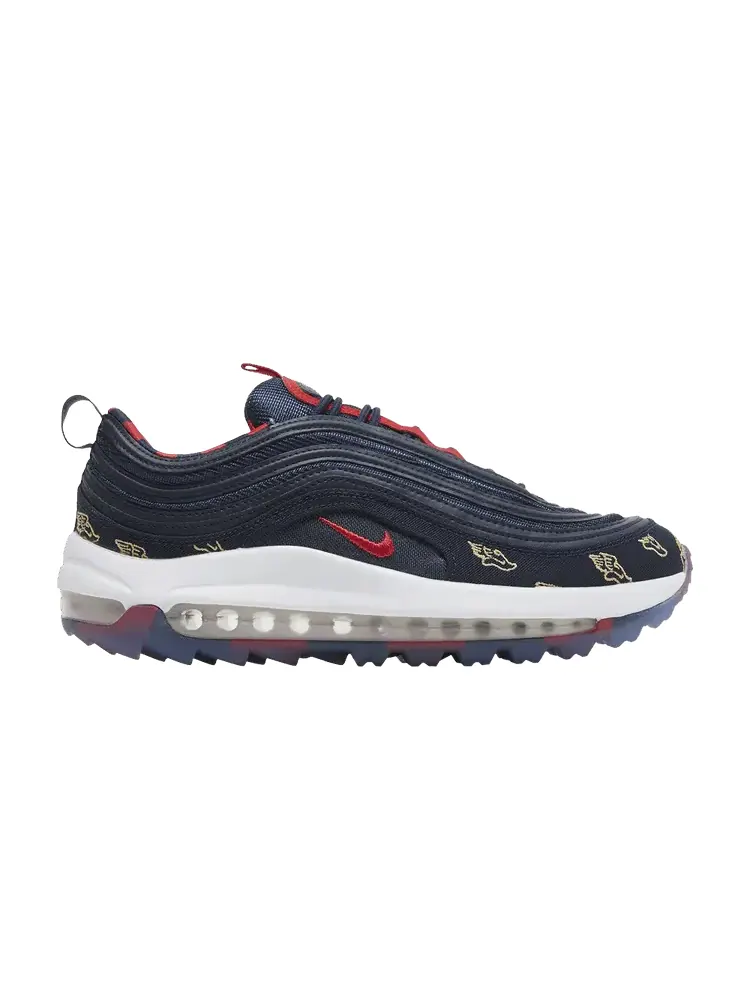 Кроссовки Nike Air Max 97 Golf NRG 'Wing It - Obsidian' — изображение 1 из 9, белый/золотистый/красный