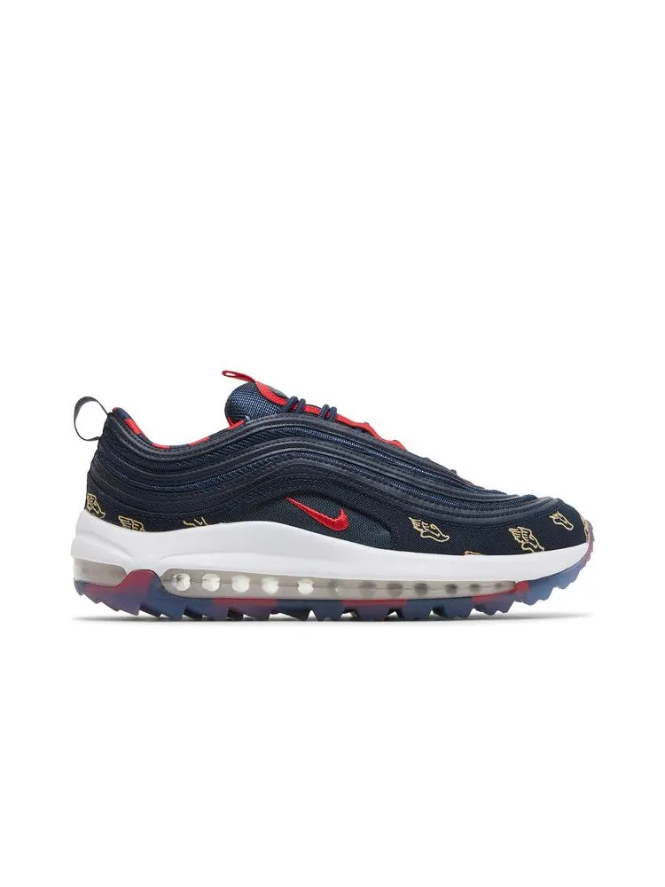 Кроссовки Nike Air Max 97 Golf NRG 'Wing It - Obsidian' — изображение 2 из 9, белый/золотистый/красный