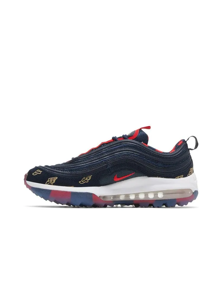 Кроссовки Nike Air Max 97 Golf NRG 'Wing It - Obsidian' — изображение 4 из 9, белый/золотистый/красный
