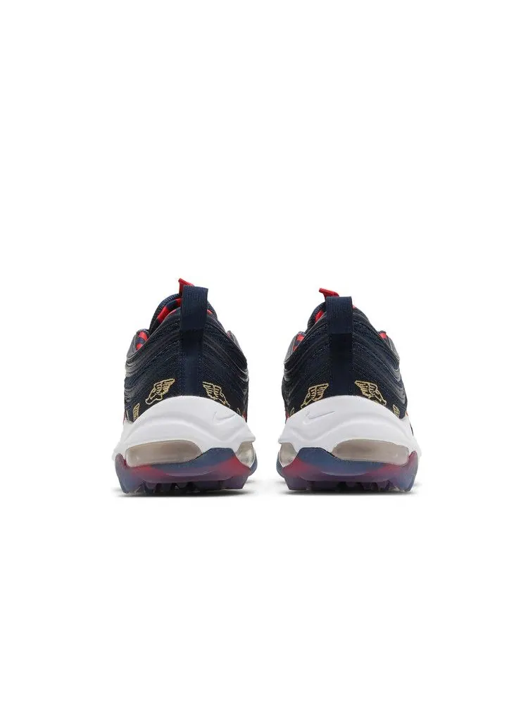 Кроссовки Nike Air Max 97 Golf NRG 'Wing It - Obsidian' — изображение 7 из 9, белый/золотистый/красный