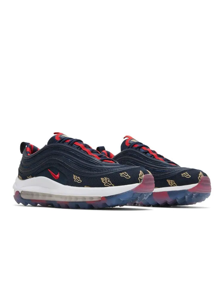 Кроссовки Nike Air Max 97 Golf NRG 'Wing It - Obsidian' — изображение 9 из 9, белый/золотистый/красный