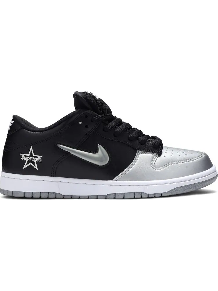 Кроссовки Nike Supreme x Dunk SB Low QS 'Metallic Silver' — изображение 1 из 8, серебряный