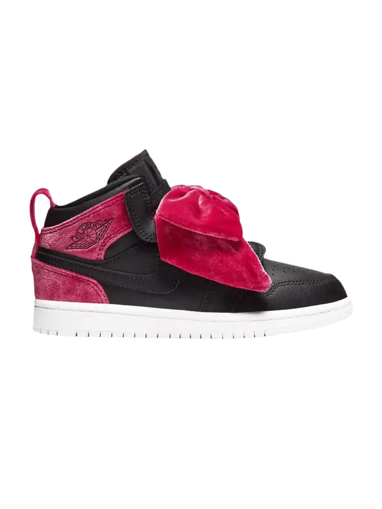 Кроссовки Air Jordan Air Jordan 1 Mid Bow PS 'Black Noble Red' — изображение 1 из 1, черный/черный/красный