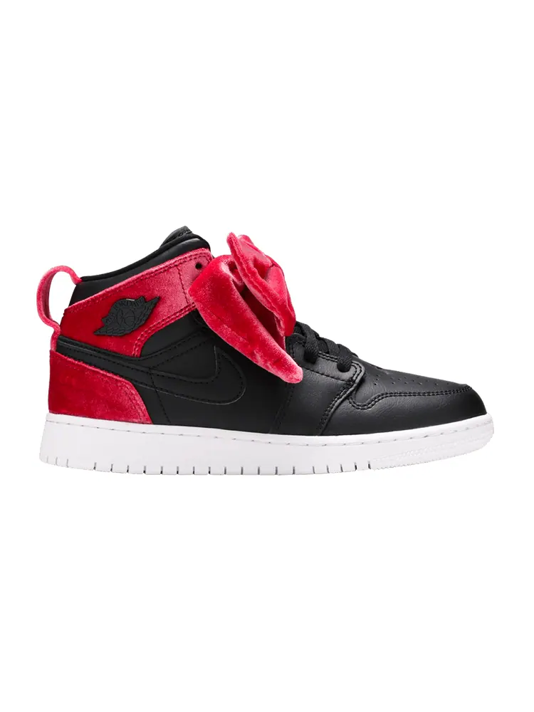 Кроссовки Air Jordan Air Jordan 1 Mid Bow XLD GS 'Noble Red' — изображение 1 из 9, черный/красный/белый
