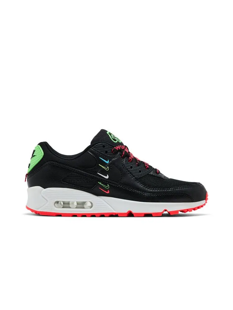 Кроссовки Nike Wmns Air Max 90 SE 'Worldwide Pack - Black Flash' — изображение 2 из 9, черный//зеленый/черный