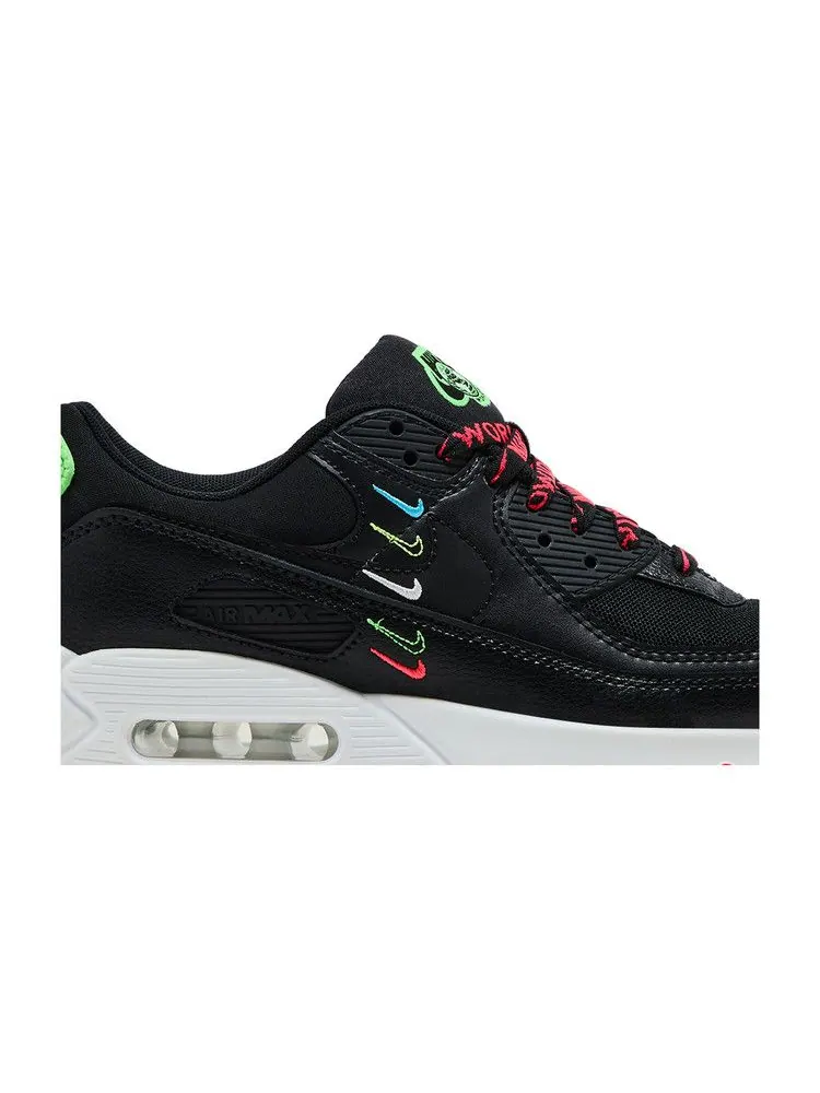 Кроссовки Nike Wmns Air Max 90 SE 'Worldwide Pack - Black Flash' — изображение 3 из 9, черный//зеленый/черный