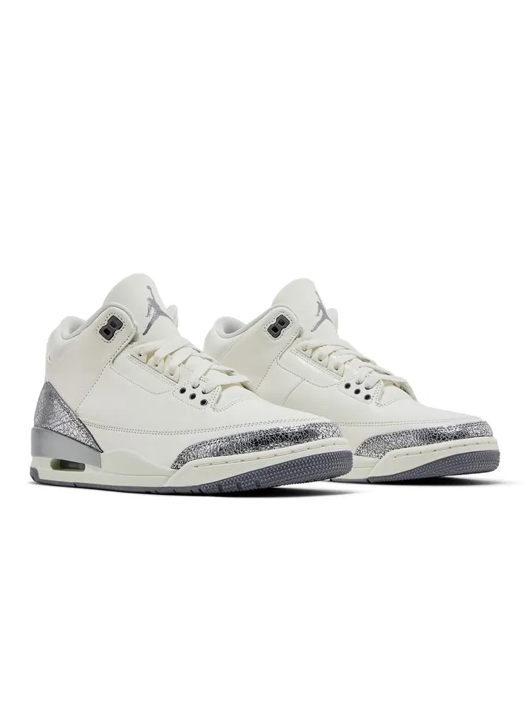 Кроссовки Wmns Air Jordan 3 Retro 'Sail Metallic Silver' — изображение 8 из 8, металлик серебристый