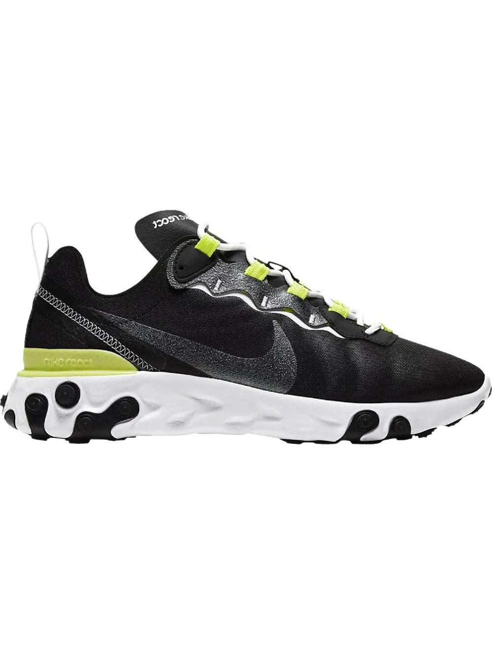 Кроссовки Nike Wmns React Element 55 SE Black Lemon Venom — изображение 1 из 1, черный/белый/зеленый