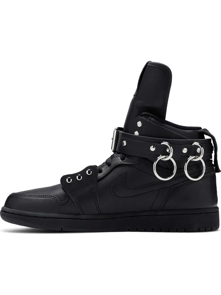 Кроссовки Comme des Garçons x Air Jordan 1 Retro Strap High Black — изображение 3 из 8, черный