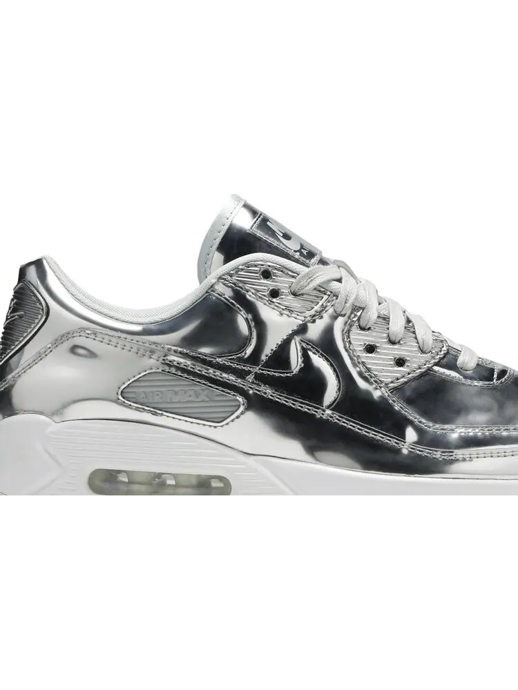 Кроссовки Nike Wmns Air Max 90 'Metallic Pack - Chrome' — изображение 2 из 8, серебряный