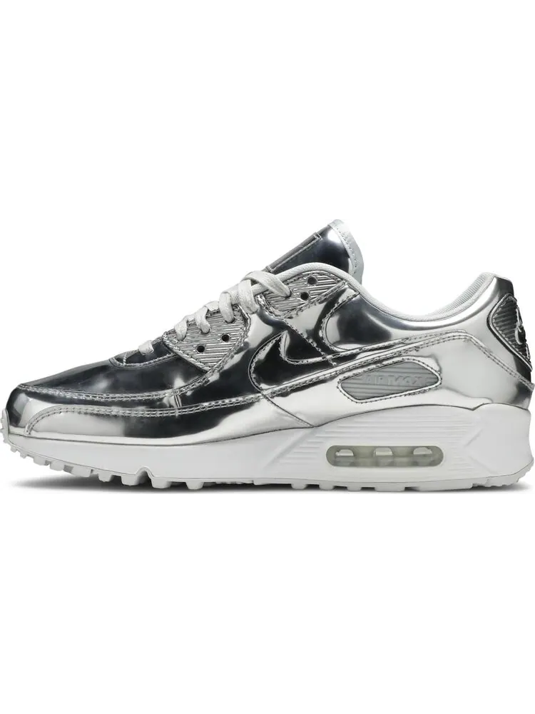 Кроссовки Nike Wmns Air Max 90 'Metallic Pack - Chrome' — изображение 3 из 8, серебряный