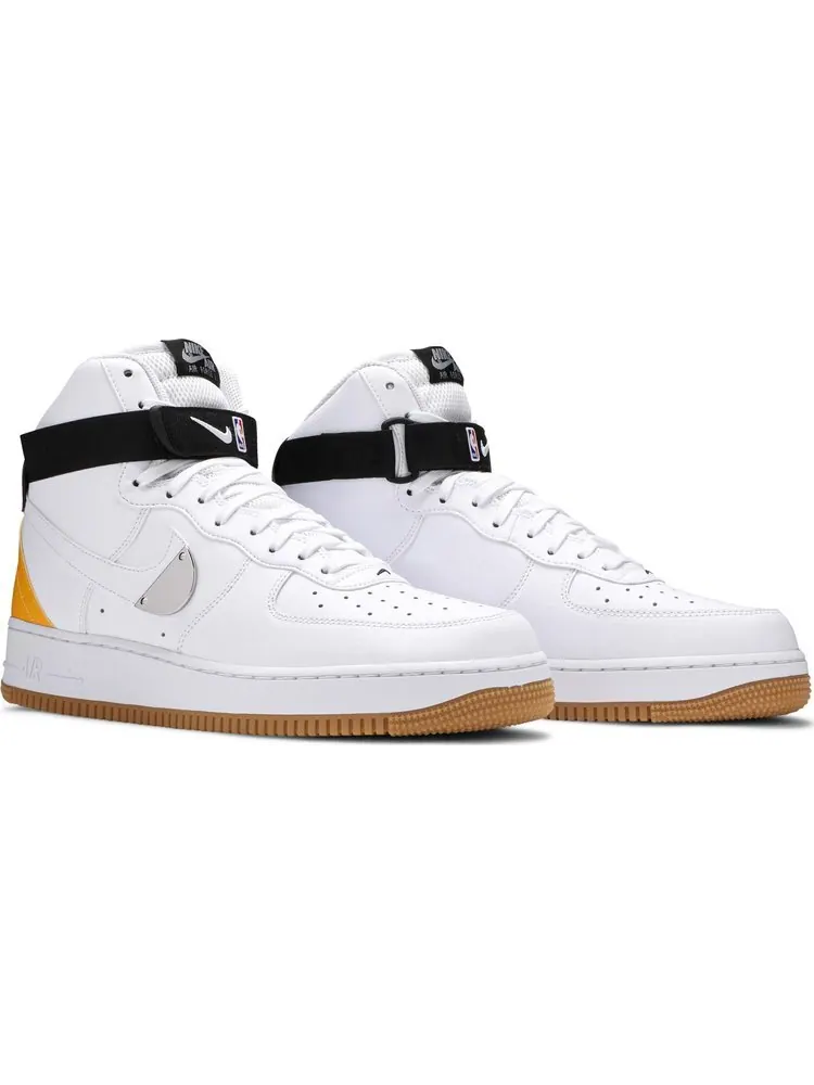 Кроссовки Nike NBA x Air Force 1 High '07 LV8 'White University Gold' — изображение 8 из 8, белый