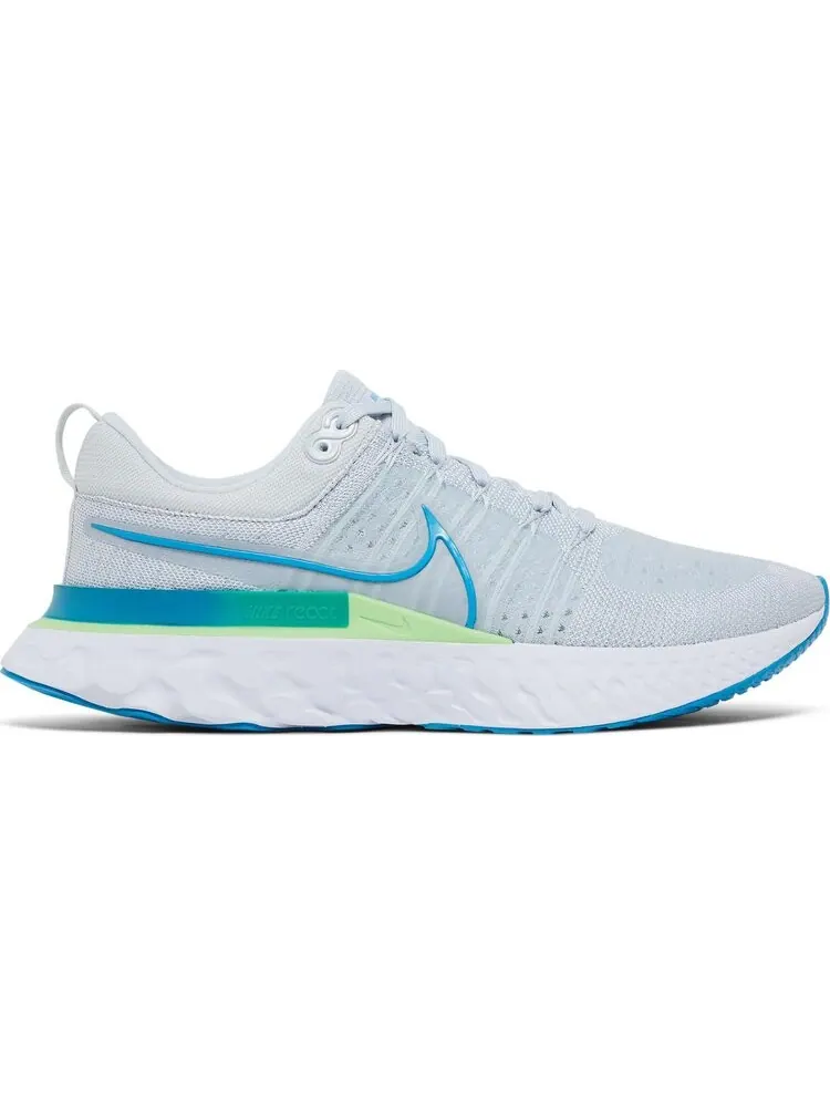Кроссовки Nike React Infinity Run Flyknit 2 'Pure Platinum Emerald Laser Blue' — изображение 1 из 8, серый