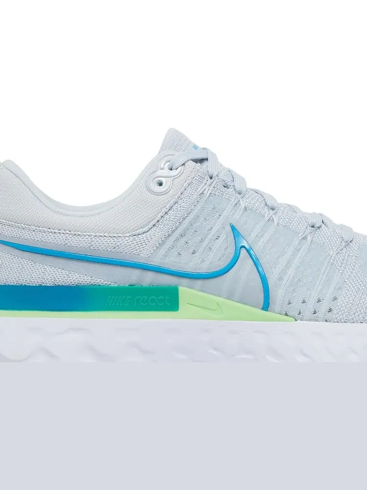 Кроссовки Nike React Infinity Run Flyknit 2 'Pure Platinum Emerald Laser Blue' — изображение 2 из 8, серый