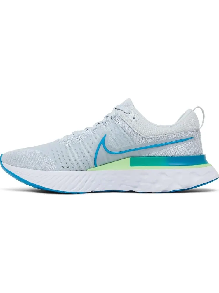 Кроссовки Nike React Infinity Run Flyknit 2 'Pure Platinum Emerald Laser Blue' — изображение 3 из 8, серый