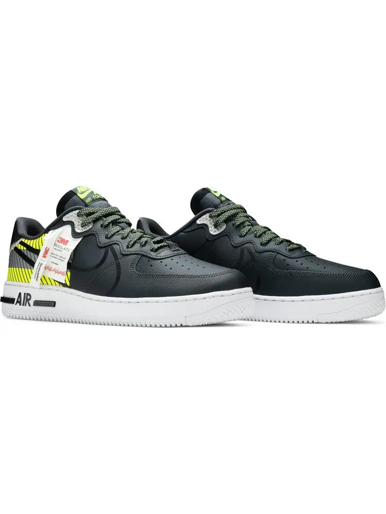 Кроссовки Nike 3M x Air Force 1 React LX 'Anthracite Volt' — изображение 2 из 8, черный