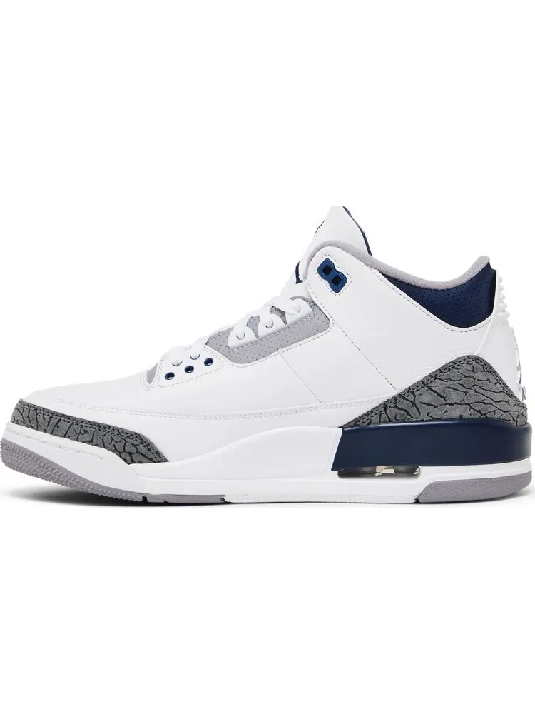 Кроссовки Air Jordan 3 Retro 'Midnight Navy' — изображение 3 из 4, белый