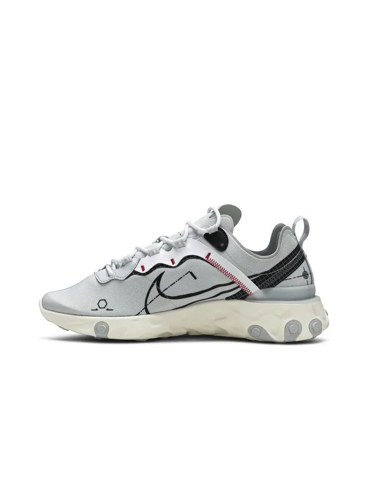 Кроссовки Nike React Element 55 'Platinum Schematic' — изображение 4 из 9, платиновый/черный//белый